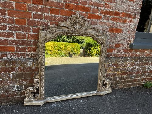 A Delightful Good Size English Early 20th Century Painted Overmantle Mirror.