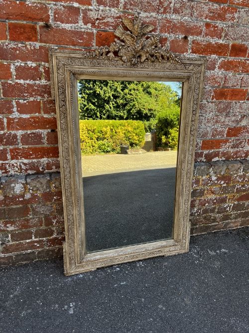 A Fabulous Antique French 19th Century Carved Wood & Gesso Painted Mirror.