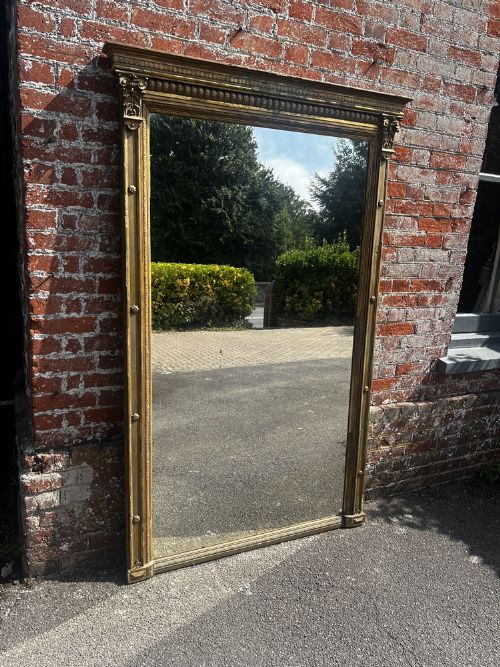 A Spectacular Large Antique French 19th Century Carved Wood & Gesso Original Gilt Mirror.