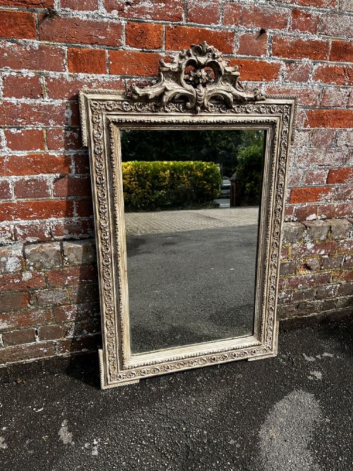 A Fabulous Good Size Antique French 19th Century Painted Crested Mirror.
