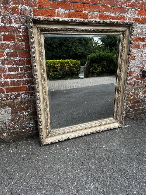 A Delightful Large Antique English 19th Century Carved Wood & Gesso Painted Ornate Framed Mirror.