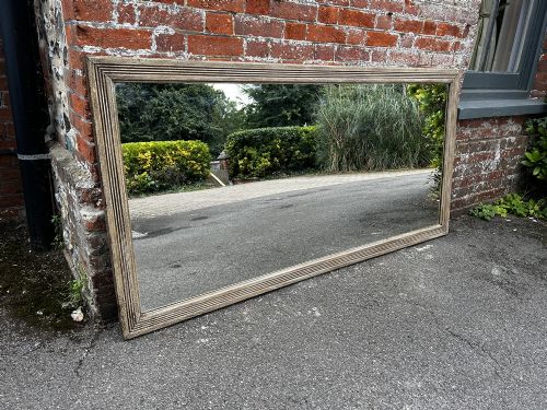 A Superb Large Antique French 19th Century Carved Wood Painted Bistro Ribbed Mirror.