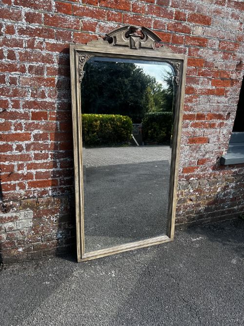A Stunning Large Antique French 19th Century Carved Wood Painted Mirror.