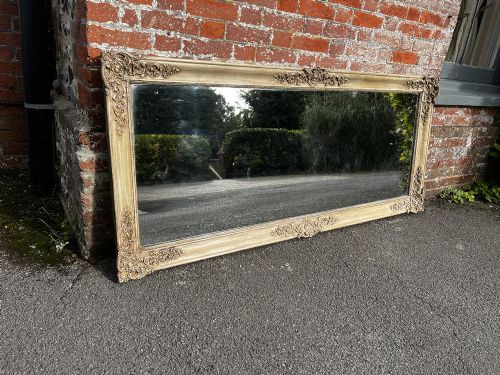 A Spectacular Large Antique French 19th Century Carved Wood & Gesso Painted Louis Philippe Mirror.