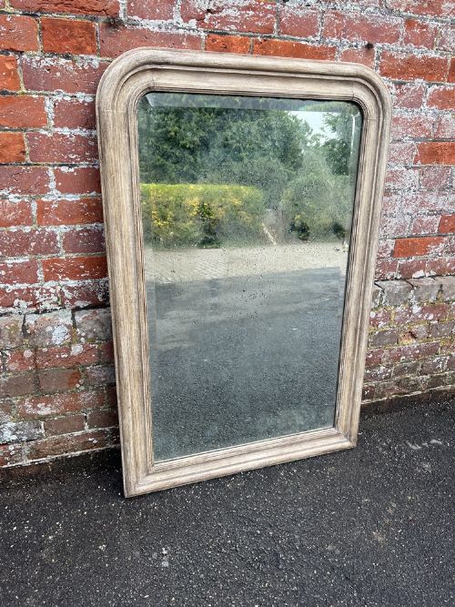 A Wonderful Antique French 19th Century Carved Wood & Gesso Arched Top Painted Louis Philippe Mirror.