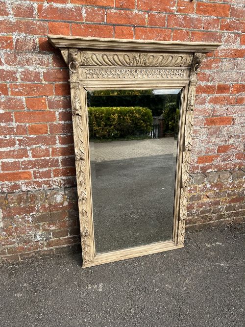 A Delightful Large Antique French 19th Century Carved Wood Painted Mirror.