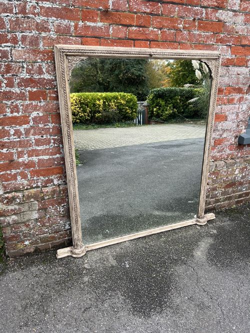 A Wonderful Large Antique English 19th C Carved Wood & Gesso Painted Overmantle Mirror.