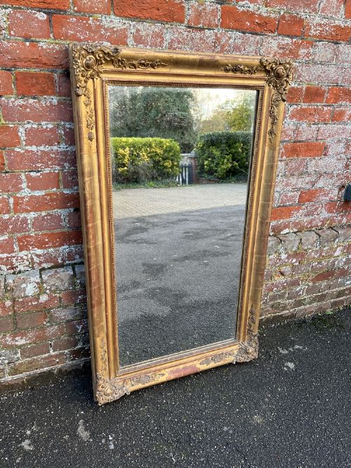 A Fabulous Large Antique French 19th Carved Wood & Gesso Original Gilt Louis Philippe Mirror.