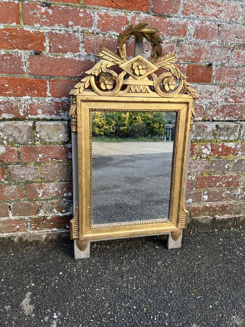 A Wonderful Good Size Antique French 19th Century Carved Wood Painted & Gilt Mirror.