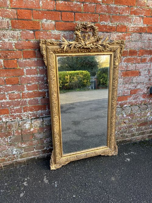 A SUPERB LARGE ANTIQUE FRENCH 19TH CENTURY CARVED WOOD GESSO ORIGINAL GILT MIRROR