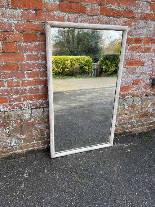 A Fabulous Good Size Antique French 19th Century Carved Wood & Gesso Painted Bistro Mirror.