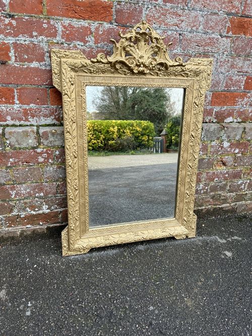 A Delightful Good Size Antique French 19th Century Carved Wood & Gesso Gilt Mirror.