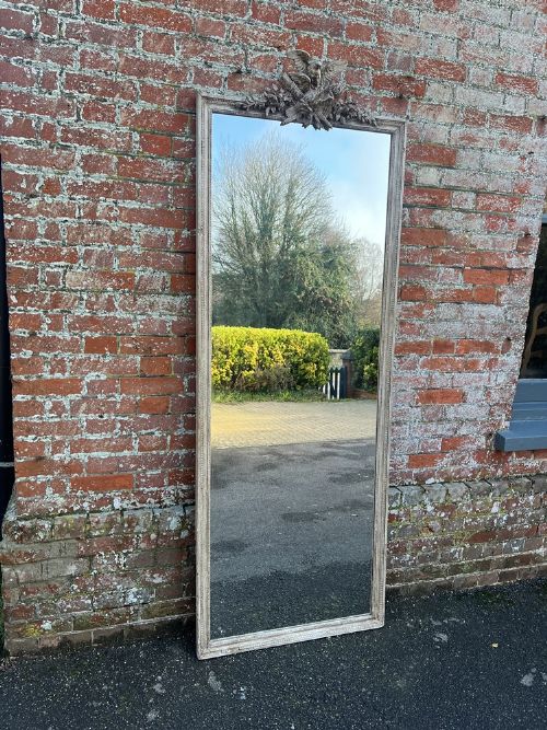 A Stunning Large Antique French 19th Century Carved Wood & Gesso Painted Pier Mirror.