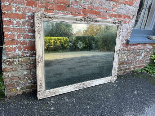 A Wonderful Large Antique French 19th Century Carved Wood & Gesso Painted Slightly Distressed Mirror.