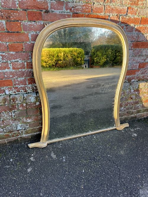 A Stunning Large Antique English 19th Century Carved Wood & Gesso Original Gilt Shaped Mirror.