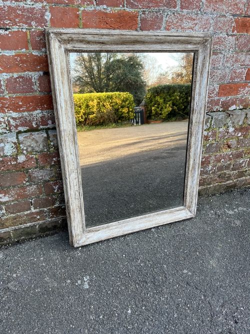 A Fabulous Highly Useful Size Antique French 19th Century Carved Wood & Gesso Painted Mirror.