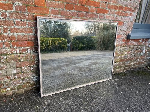A Wonderful Large Antique French 19th Century Carved Wood Painted Narrow Framed Bistro Mirror.