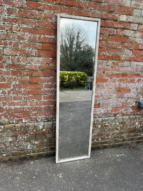 A Superb Highly Useful Size Antique French 19th Century Carved Wood Painted Bistro Mirror.