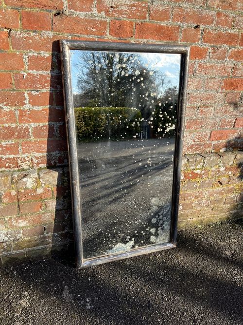 A Fabulous Good Size Antique French 19th Century Carved Wood & Gesso Original Distressed Silvered Framed Bistro Mirror.