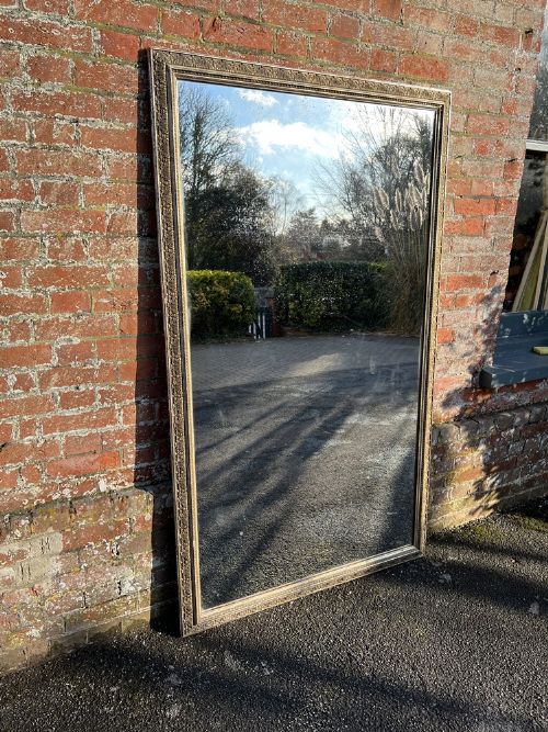 A Spectacular Large Antique French 19th Century Carved Wood & Gesso Original Silver/gilt Mirror.