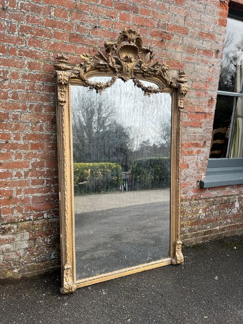 A Spectacular Large Antique English 19th Century Carved Wood & Gesso Original Gilt Mirror.