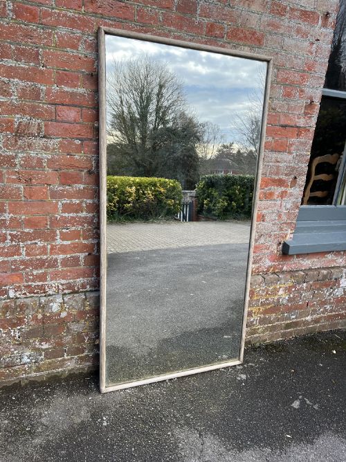 A Superb Large Antique French 19th Century Carved Wood & Gesso Painted Plain Bistro Mirror.