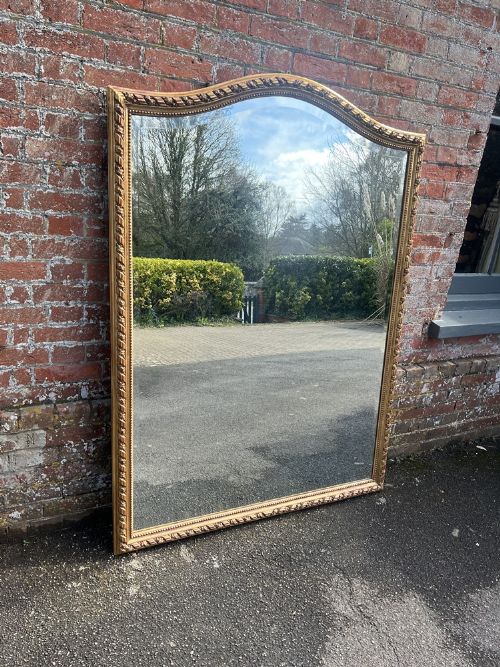 An Exceptional Large Antique French 19th Century Carved Wood & Gesso Original Gilt Rope Twist Shaped Top Framed Mirror.