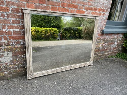 A Wonderful Large Antique English 19th Century Carved Wood Painted Overmantle Mirror.