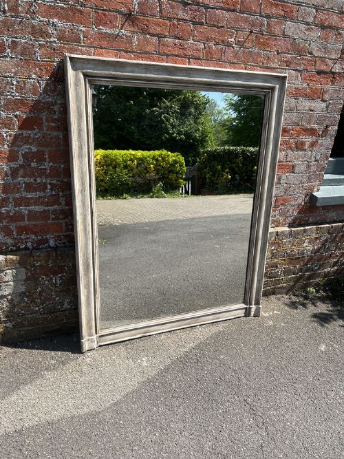 A Delightful Large Antique French 19th Century Carved Wood & Gesso Painted Overmantel Mirror.