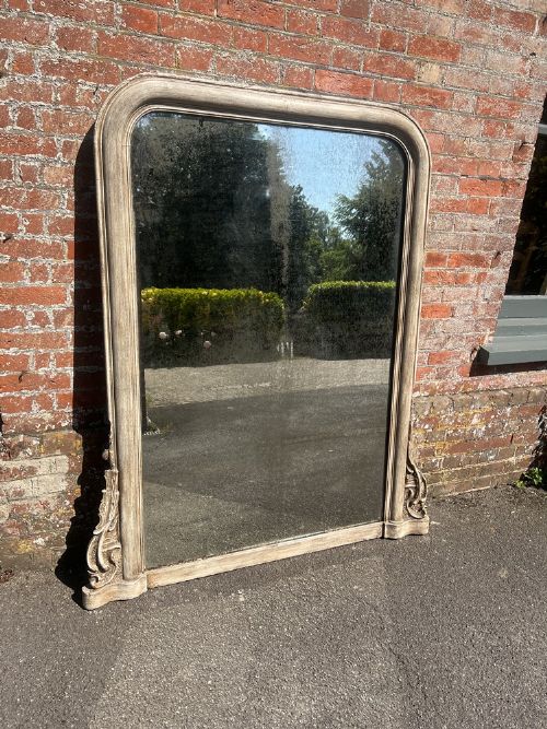 A SUPERB LARGE ANTIQUE ENGLISH 19TH CENTURY CARVED WOOD GESSO ARCHED TOP OVERMANTLE MIRROR