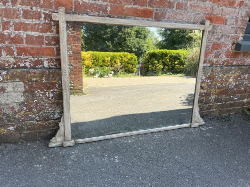 A Wonderful Highly Useful Size Antique English 19th Century Carved Wood Painted Overmantle Mirror.