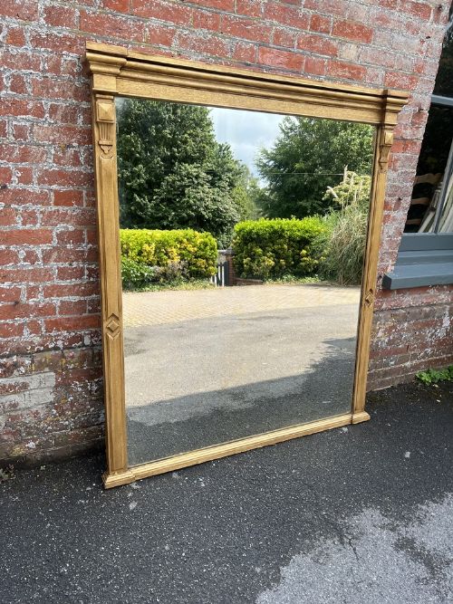 A Delightful Large Antique English 19th Century Carved Wood Gilt Overmantle Mirror.