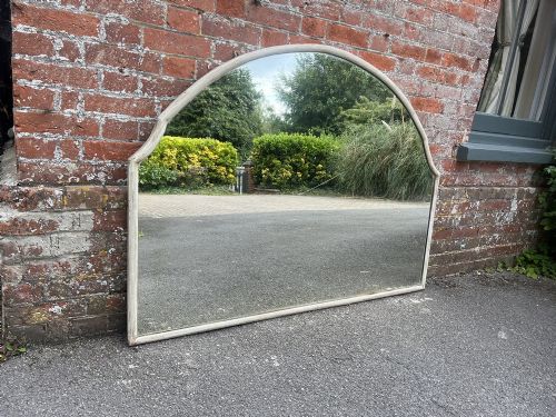 A Wonderful Large Antique French 19th Century Carved Wood Painted Shaped Mirror.