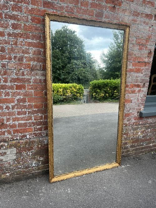 A Stunning Large Antique French 19th Century Carved Wood & Gesso Gilt Framed Mirror.