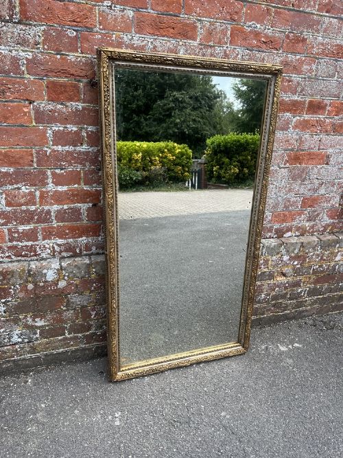 A Delightful Good Size Antique French 19th Century Carved Wood & Gesso Silver/gilt Framed Mirror.