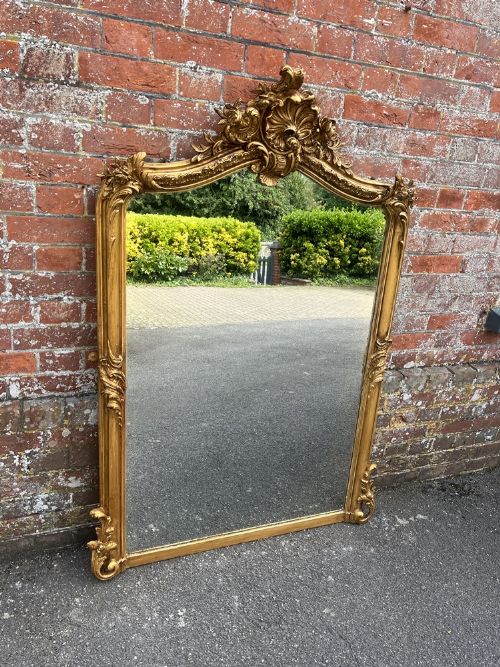 A Wonderful Large Antique French 19th Century Carved Wood & Gesso Gilt Mirror.