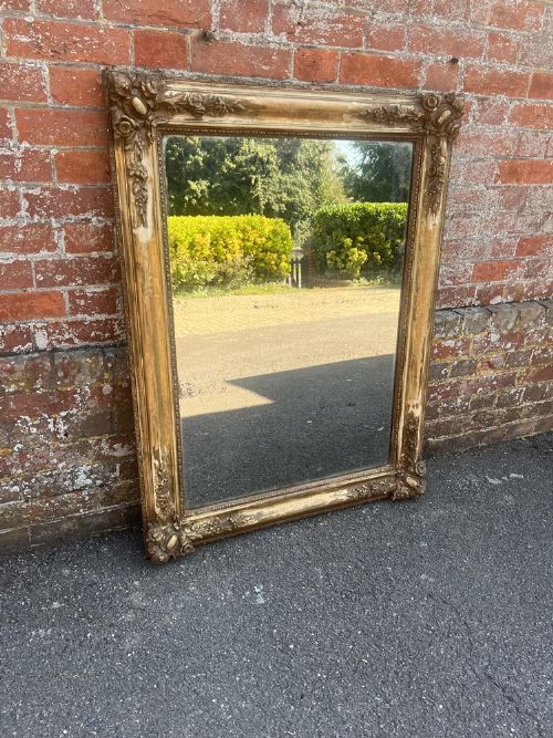 A Stunning Good Size Antique French 19th Century Carved Wood & Gesso Original Gilt Distressed Louis Philippe Mirror.