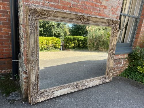 An Exceptional Large Antique French 19th Century Carved Wood & Gesso Painted Louis Philippe Mirror