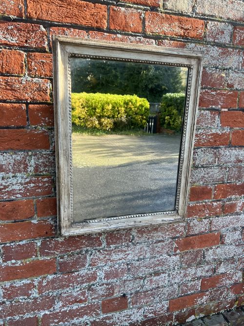 A Good Size Antique French 19th Century Carved Wood & Gesso Painted Slightly Distressed Mirror.