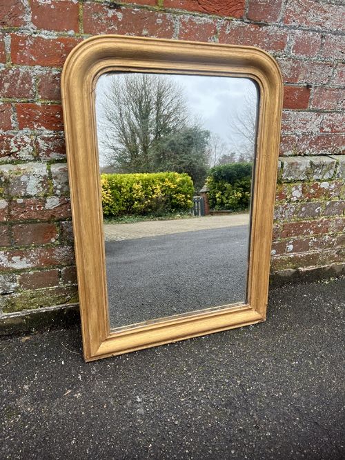 A Superb Good Size Antique French 19th Century Carved Wood & Gesso Arched Top Gilt Louis Philippe Mirror.