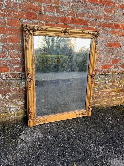 A Delightful Good Size Antique French 19th Century Carved Wood & Gesso Gilt Ornate Framed Louis Philippe Mirror.
