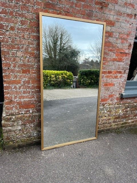 A Fabulous Large Antique French 19th Century Carved Wood & Gesso Gilt Ribbed Framed Bistro Mirror.
