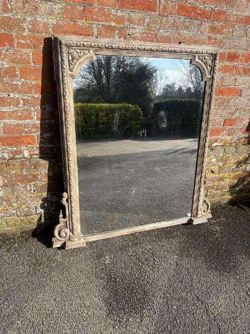 A Stunning Good Size Antique English 19th Century Carved Wood & Gesso Painted Overmantle Mirror.