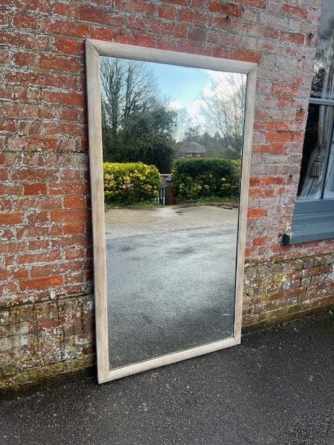 A Superb Large Antique French 19th Century Carved Wood & Gesso Painted Plain Bistro Mirror.
