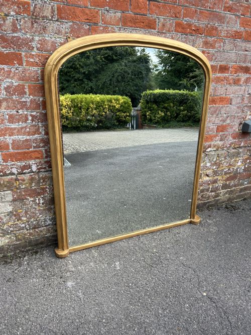A Wonderful Large Antique English 19th Century Carved Wood Arched Top Gilt Mirror