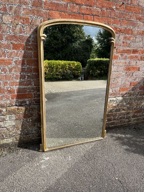 A Fabulous Good Size Antique English 19th Century Carved Wood & Gesso Gilt Overmantle Mirror.