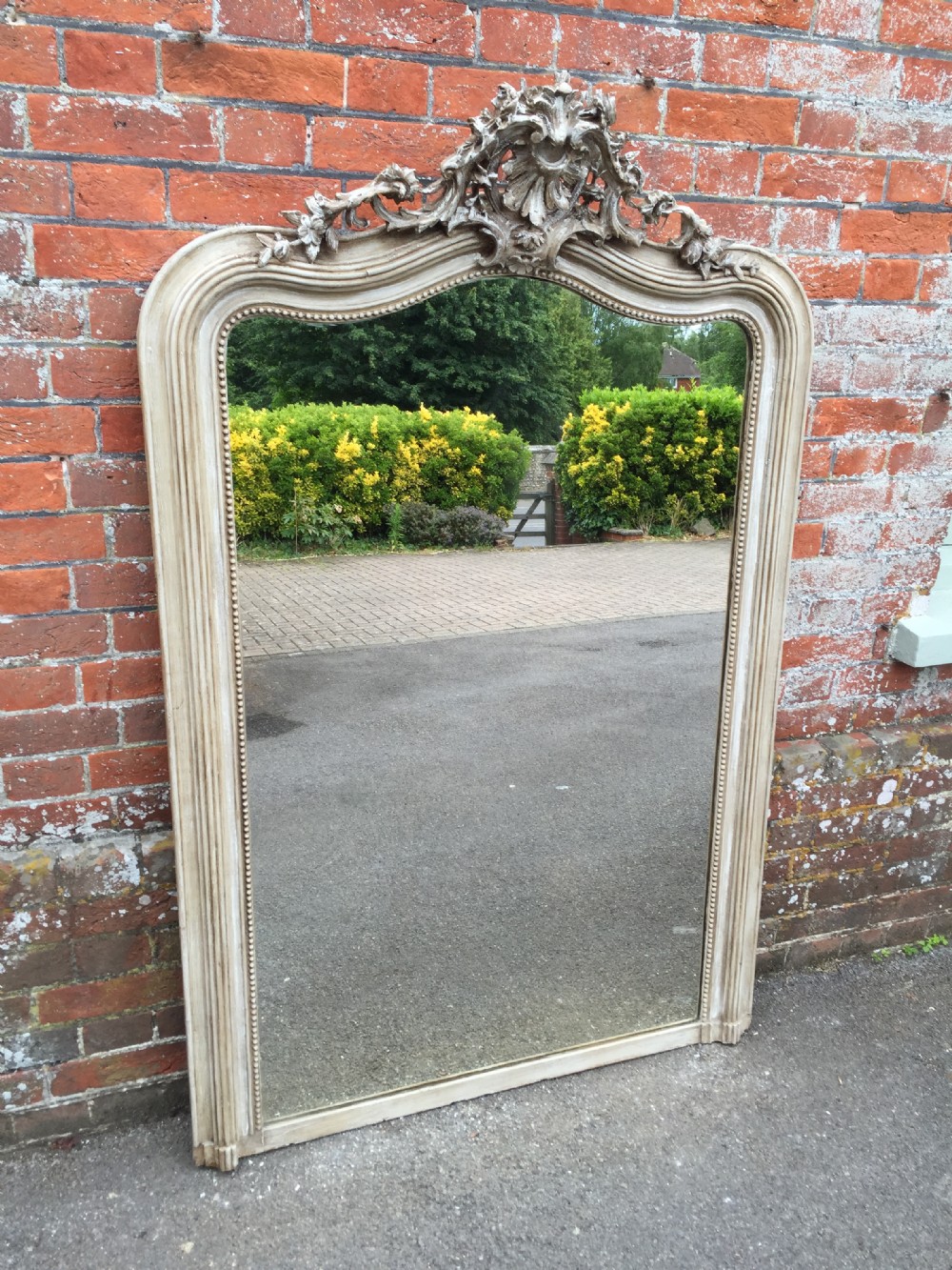 A Stunning Highly decorative large Antique 19th Century French carved wood and gesso painted Mirror.