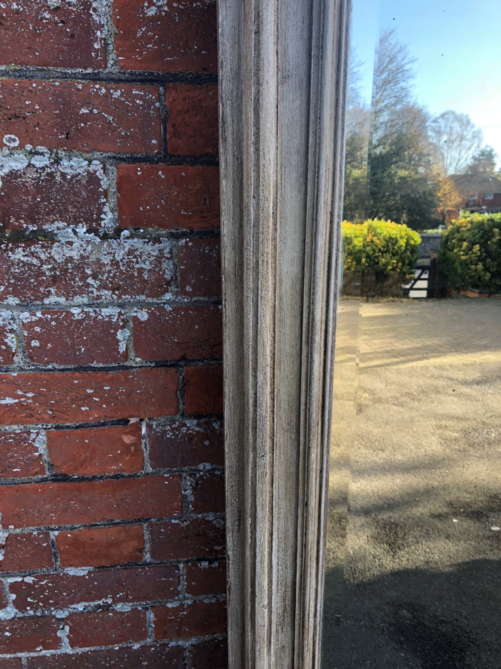 A Fabulous large Antique 19th Century French carved wood painted Mirror. View III