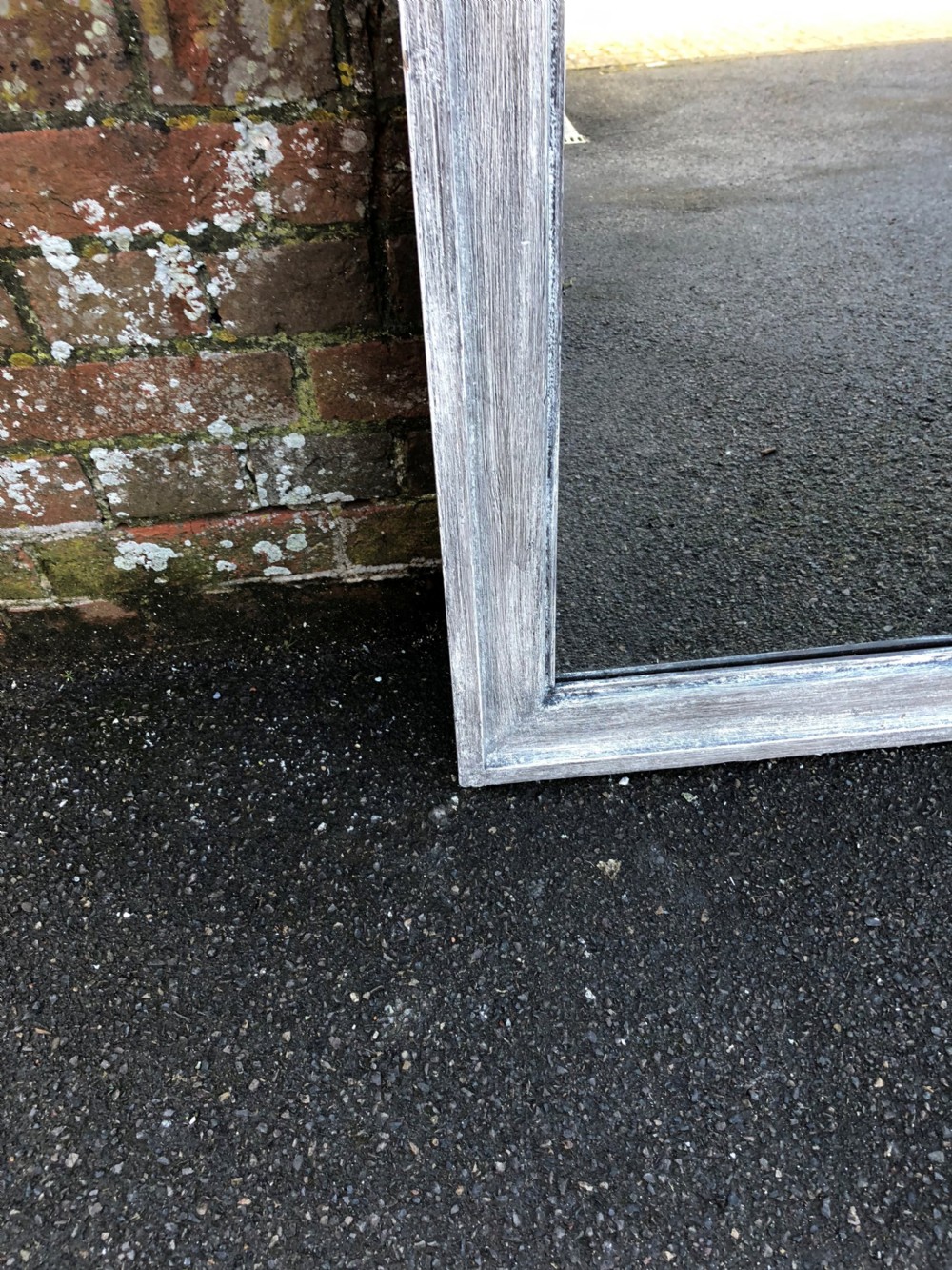 A Wonderful large Antique 19th Century French carved wood painted Plain Mirror. View III