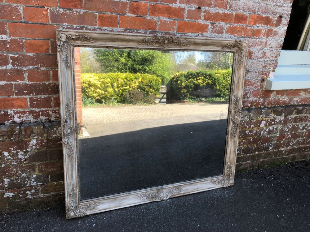 A Delightful useful size early Antique 19th Century French carved wood & gesso painted Louis Philippe Mirror. View VI